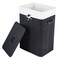Black Wicker Laundry Basket with Removable Polyester Cotton Liner and PU Handles